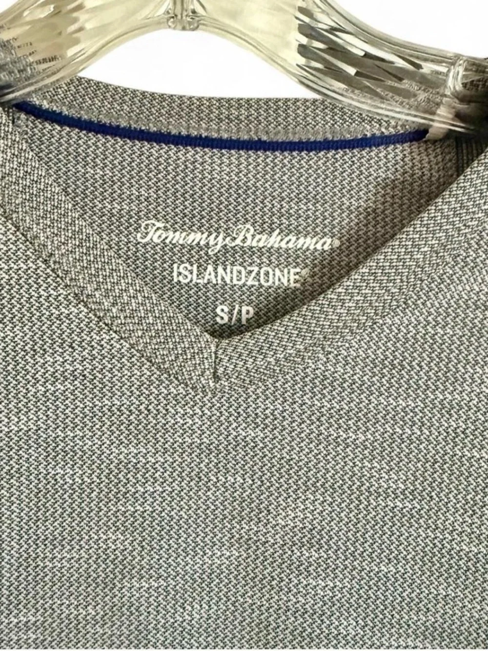 Tommy Bahama Men’s Gray IslandZone V-Neck Short Sleeve TENCEL Shirt S/P